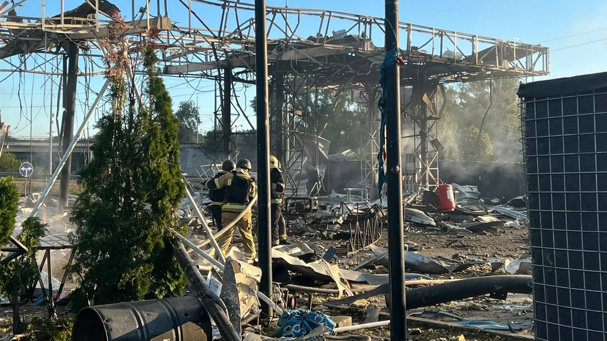Russian drones hit petrol station and transport infrastructure facility in Kyiv – photos
